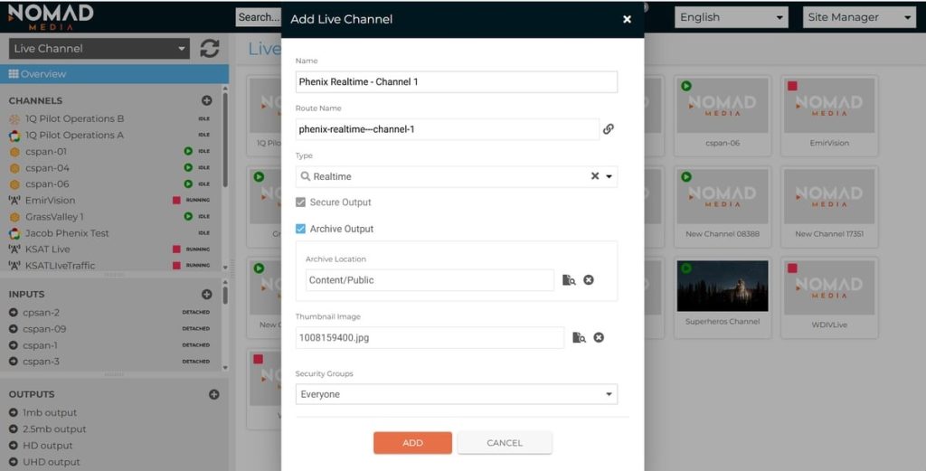 Nomad Media's Portal - Adding a Real-Time Live Channel with Phenix